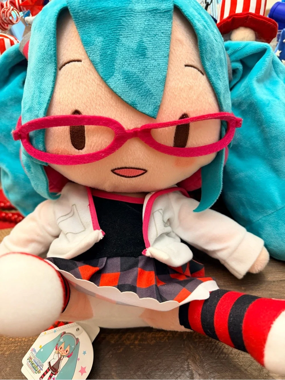 SEGA Hatsune Miku Mega Jumbo Plush Glasses Ver. NWT Plaid Skirt Sooo Cute 🥰 🥰